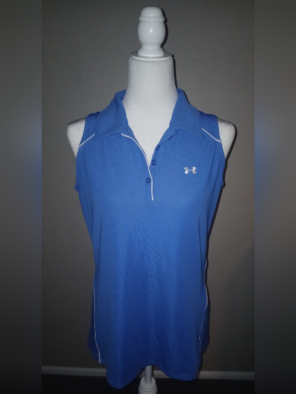 Under Armour Royal Blue Sleeveless Polo Tank with White Trim